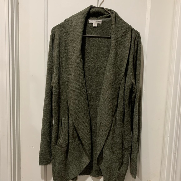 Barefoot dreams cozy chic lite new without tags XL olive green open sweater - Picture 2 of 6